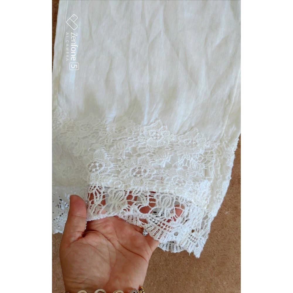 Cynthia Rowley Women's Wide Leg Pants White Large - Picture 2 of 8